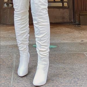 Over the knee white boots worn once for photos